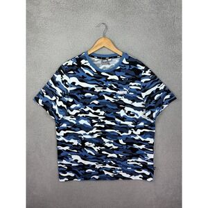 Puma Shirt Mens XL Blue Camo Crewneck Short Sleeve Logo Tee Allover Print Mens